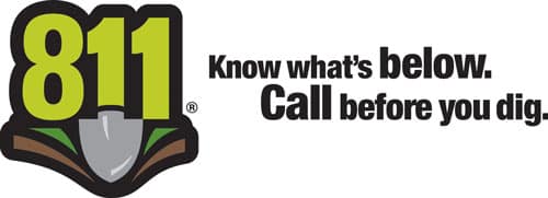 811 Know what's below. Call before you dig.